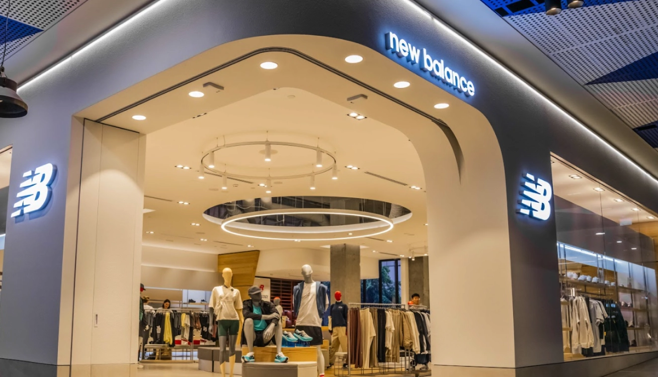 New Balance retail store fitout with sportswear displays and branded interior design